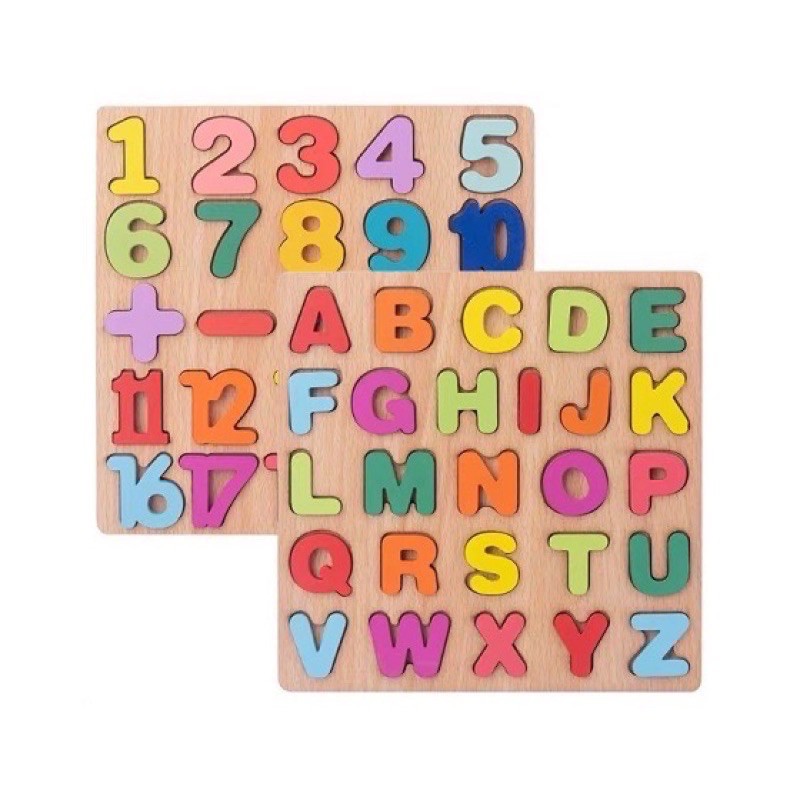 Alphabet Digital Puzzle Wooden Toys Kid Number Letter shape Matching ...