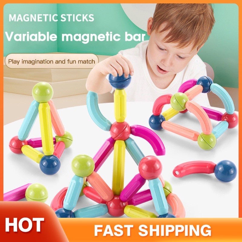 Kids Magnetic Stick Balls Building Toy Blocks 64pcs SET High Quality 3D ...