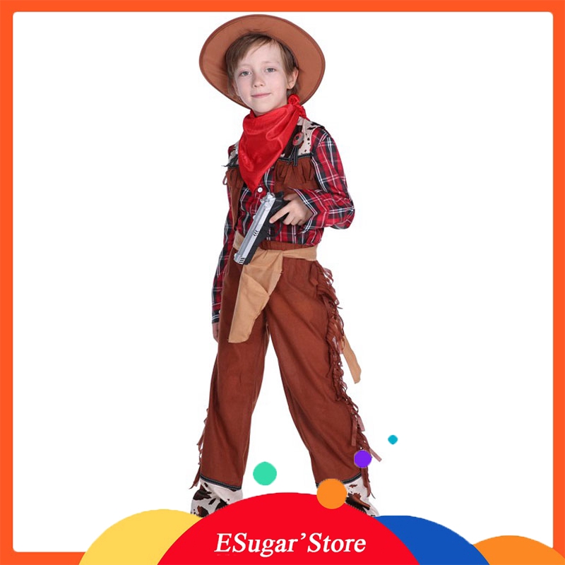 Boys Kids Western Cowboy Cosplay Costume Outfit Fancy Dress