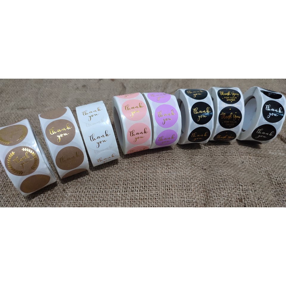 [Batch 2] Thank you stickers round metallic edition 500pcs roll ...