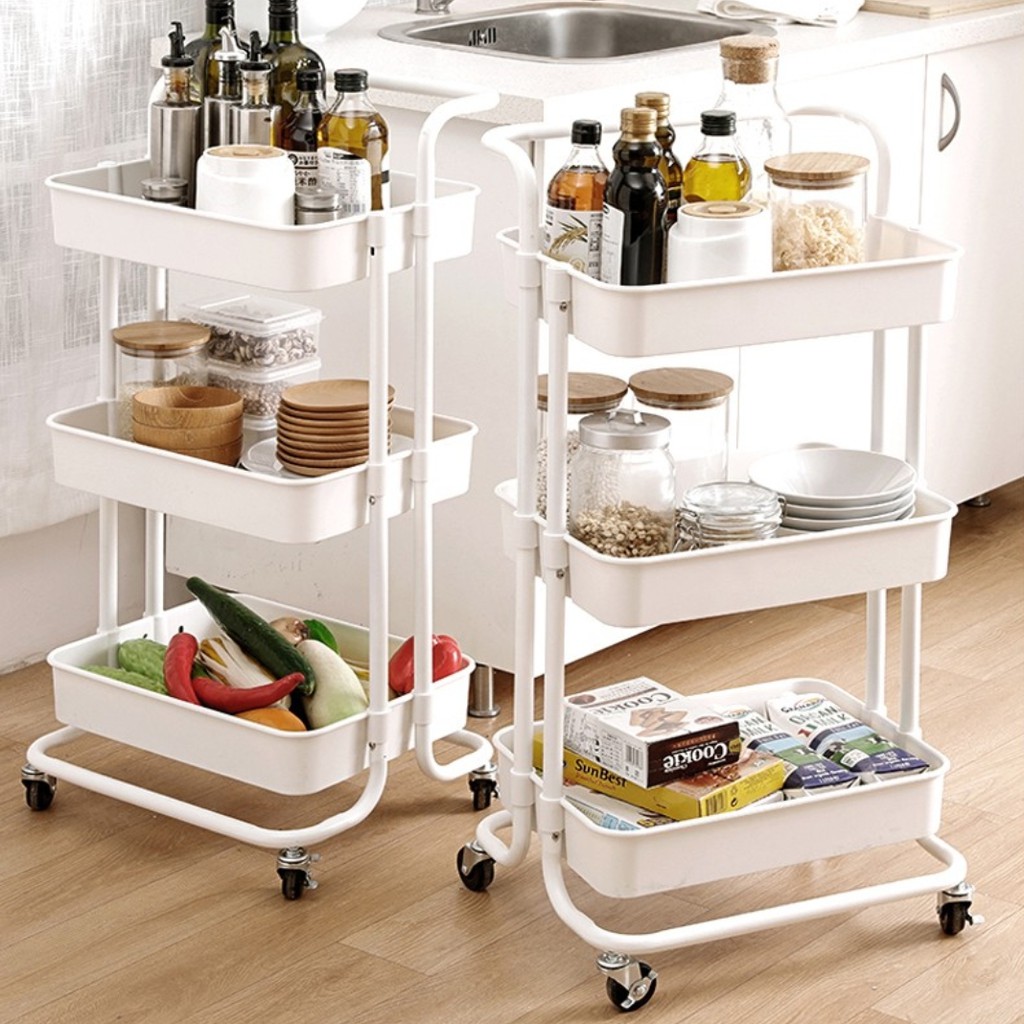 3 Tier Trolley Cart Kitchen Cart Storage Rack Troli Dapur Troli Besi ...