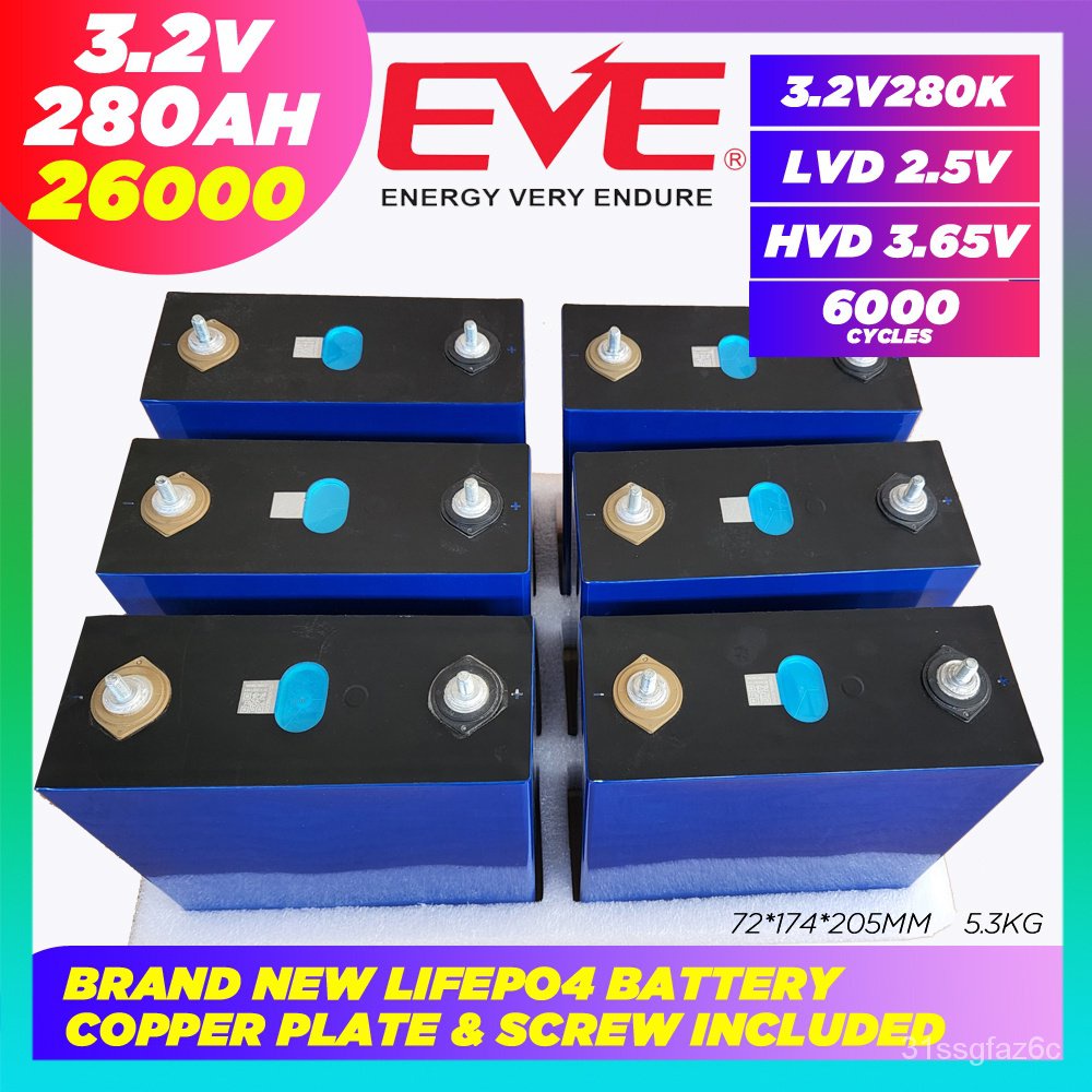 All New Eve 3.2V 280AH Lf280K Prismatic LiFePO4 Lithium Ion Phosphate ...