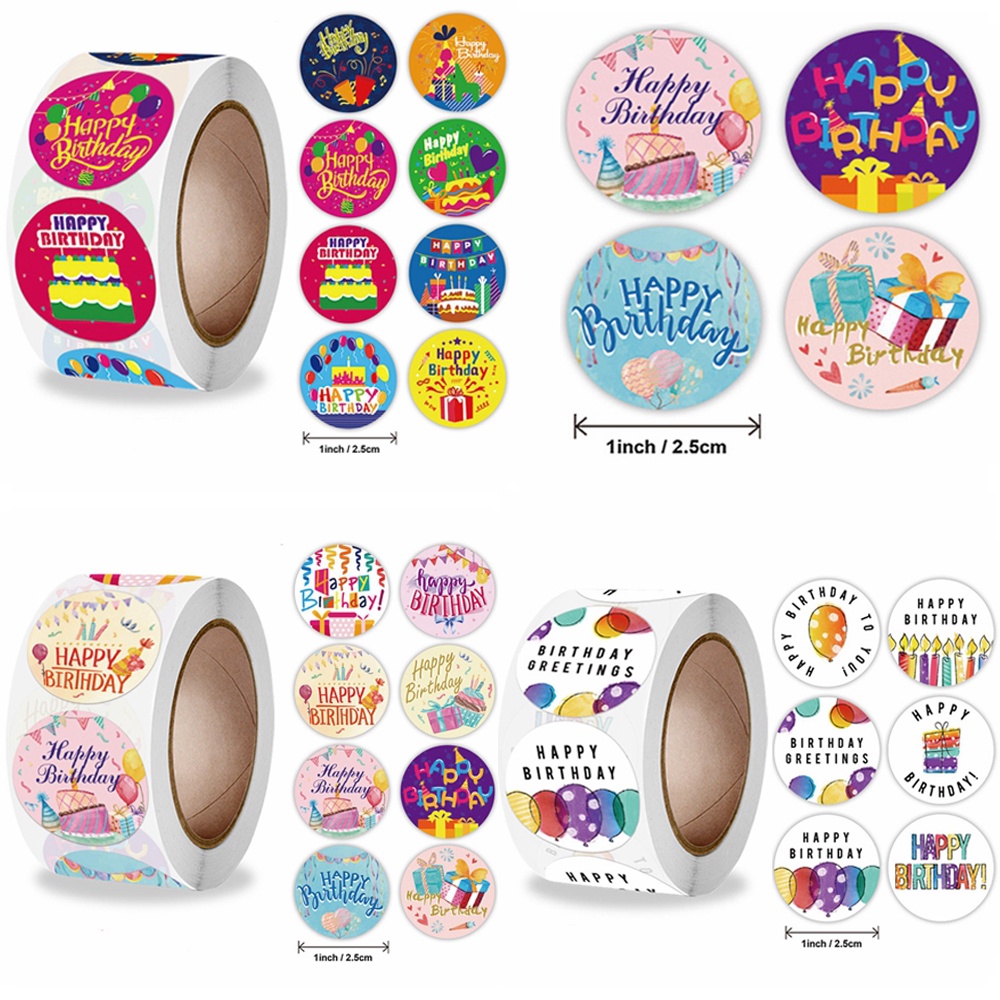 500pcs Cute Happy Birthday Sticker Gift Decoration Sealing Sticker ...