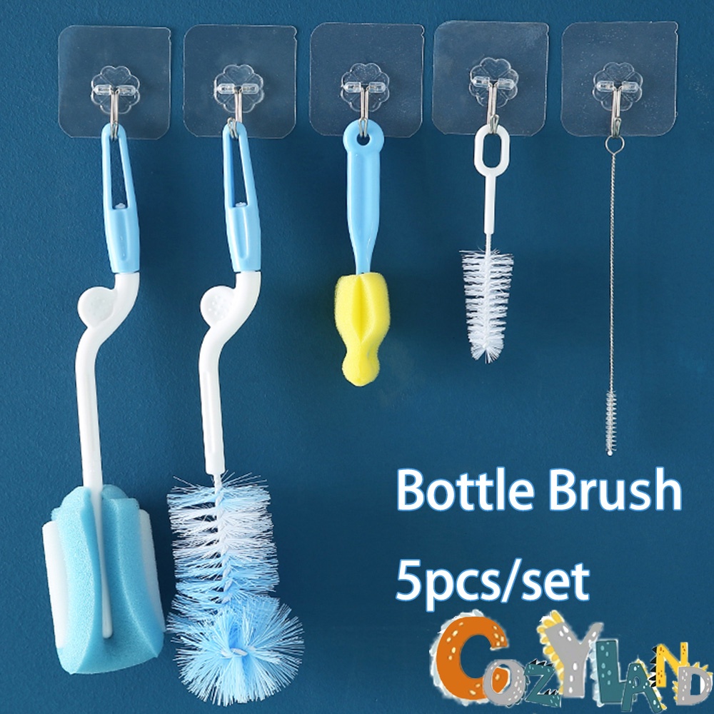 Cozyland Bottle brush 5 in 1 Bottle cleaner cleaning brush set Shopee
