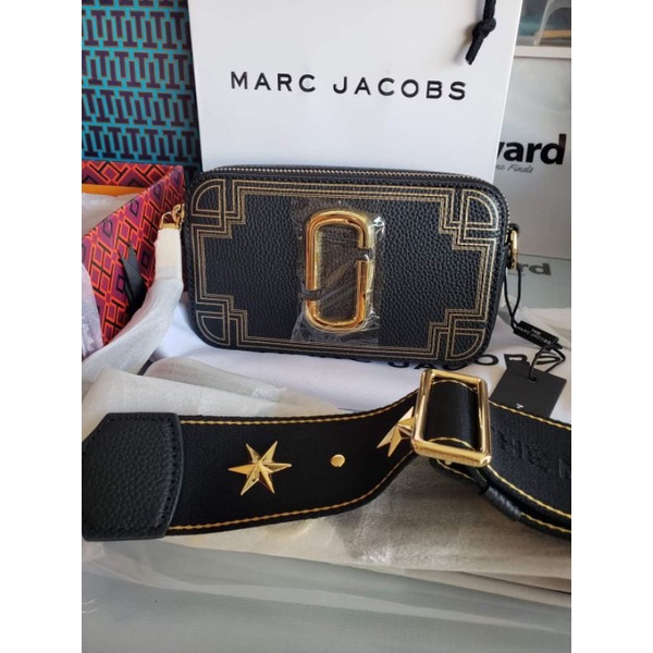 Marc Jacobs Black Gold Star Gilded Snapshot Bag
