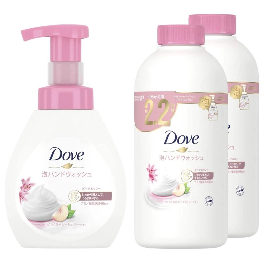 Dove Foaming Hand Wash Peach Lily (Pump 240ml & Refill 430ml) Shopee
