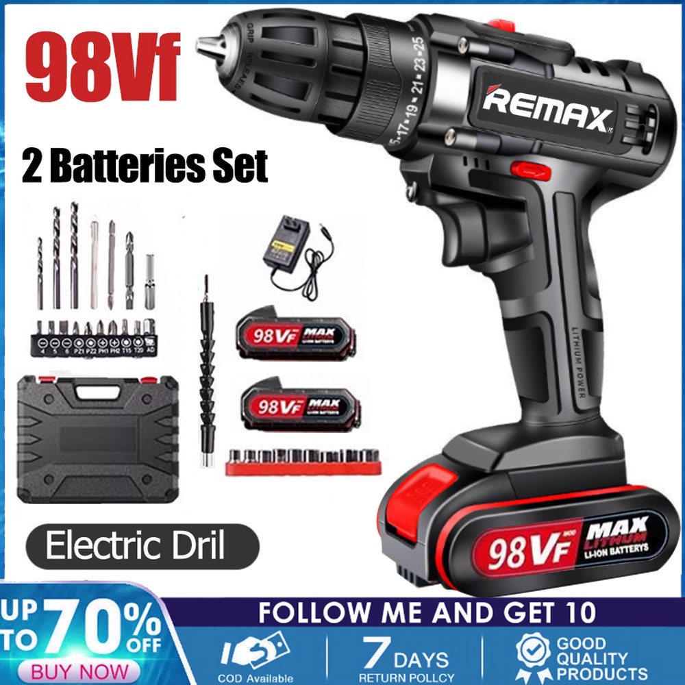 98V Cordless Drill Impact Set Portable Cordless Hand Drill Electric
