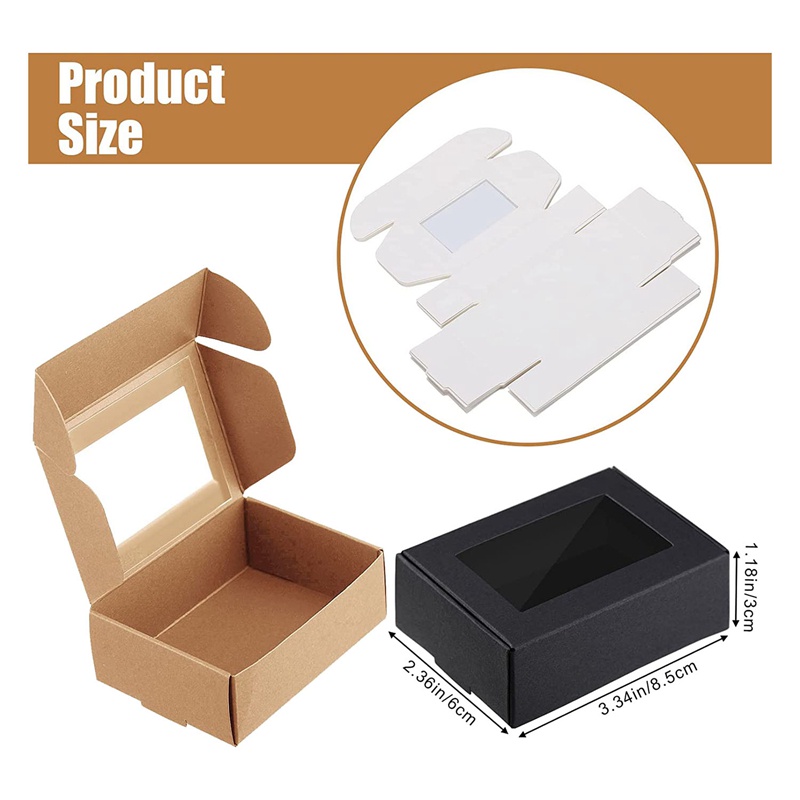 30 Pcs Mini Kraft Paper Box with Window Present Packaging Box Treat Box ...