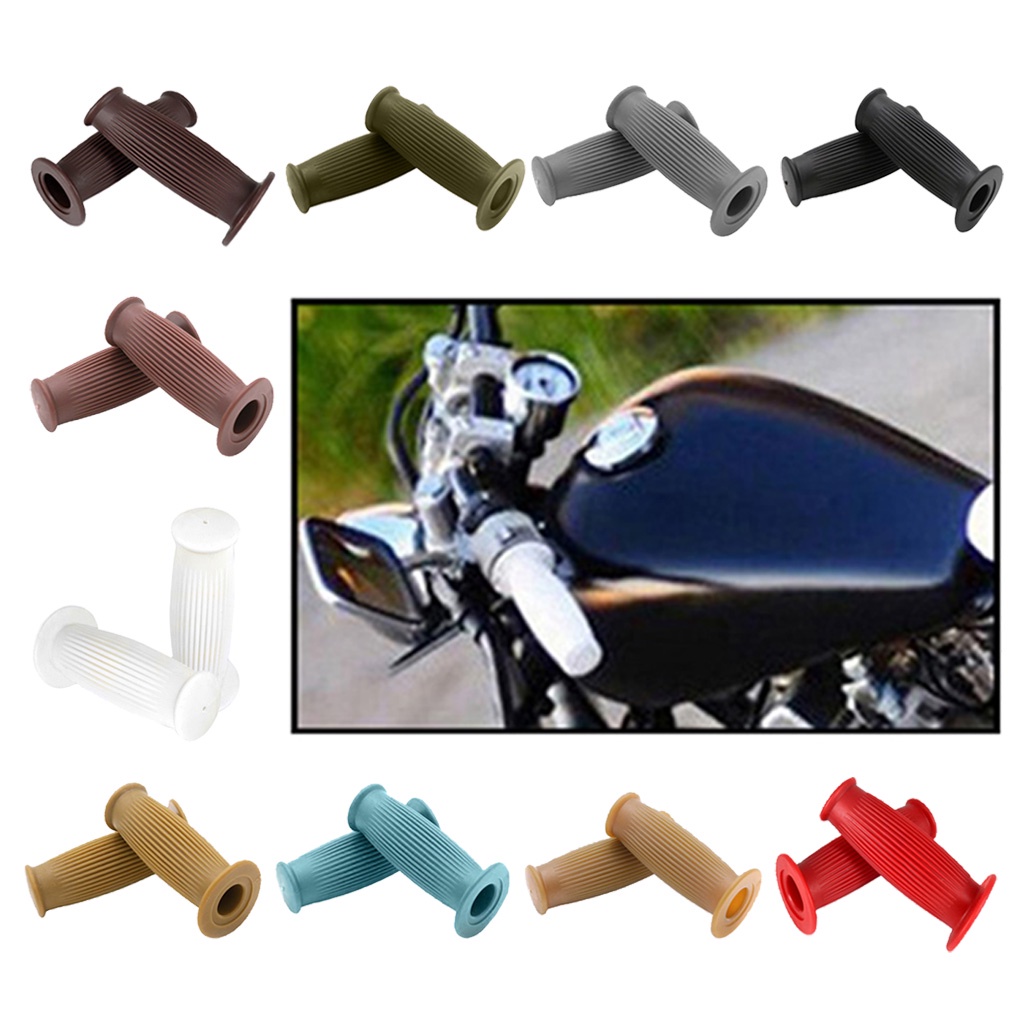 Thssia 22/24MM Motorcycle Black Rubber Handlebar Hand Grip Cafe Racer ...