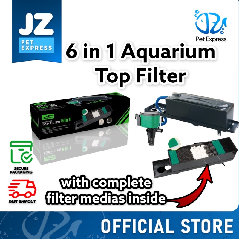 Aquarium Top Filter 6 in 1 with complete filter medias inside for fresh