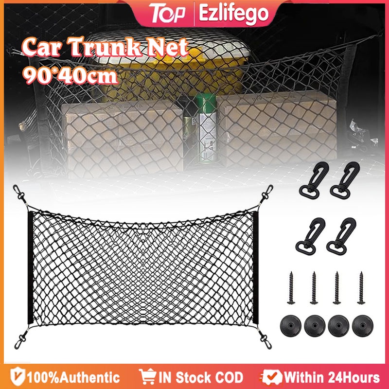 Car Trunk Net Adjustable Elastic Trunk Storage Net With Hook For SUV ...