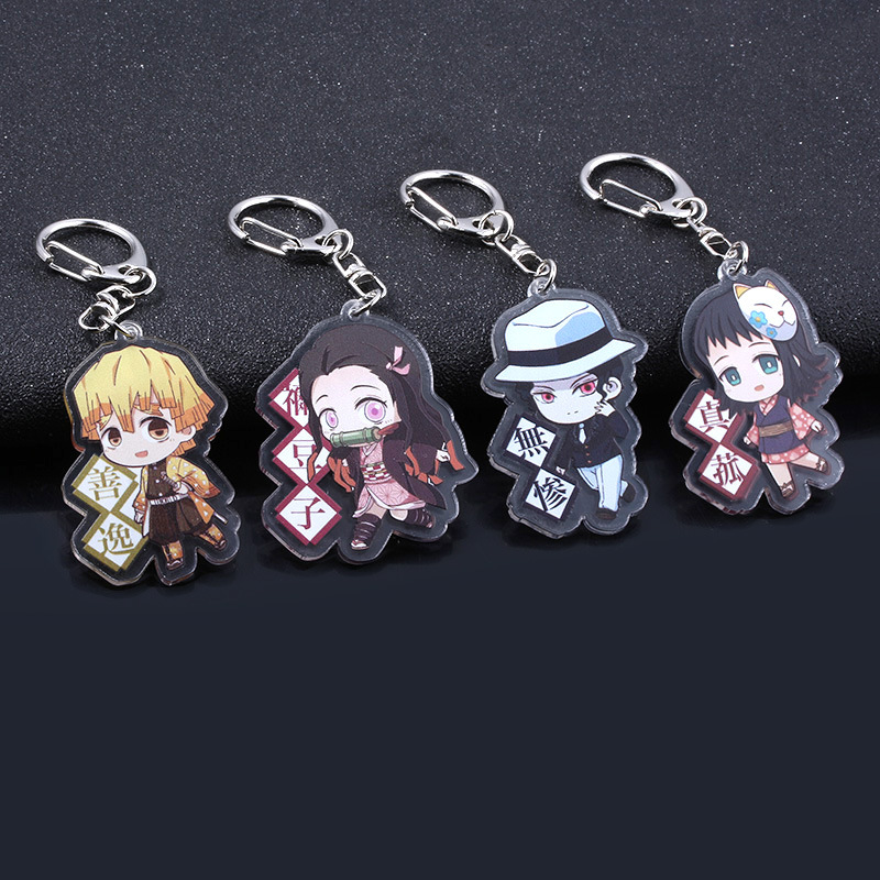 Anime Demon Slayer Keychain Kamado Tanjirou Nezuko Acrylic Key Ring Cute Pendant Bag Agatsuma 8304