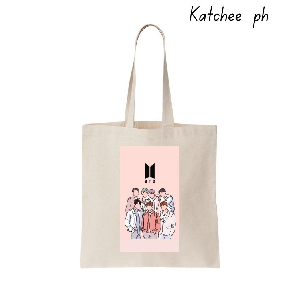 Tote Bag Katsa Canvas High Quality BT21 V Jungkook Jimin J Hope RM Jin