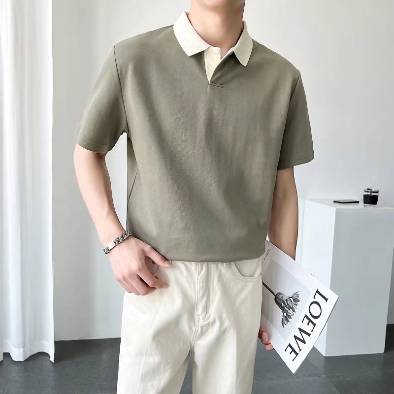 Korean Style T Shirt For Men 2026.Simple Solid Color Short Sleeve Shirt For Men Oversized Casual Fashion ...