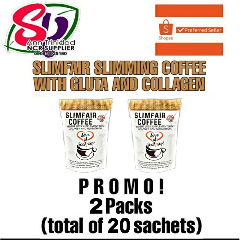 OLD PACKAGING! SLIMFAIR SLIMMING COFFEE WITH GLUTATHIONE AND COLLAGEN