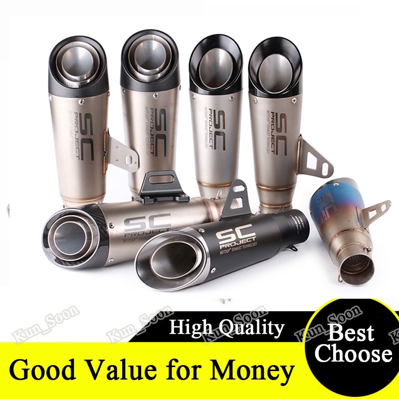 Inlet 51mm 60mm Motorcycle Exhaust Pipe Muffler Sc Exhaust Mufflers Universal Tailpipe For Motor 2394