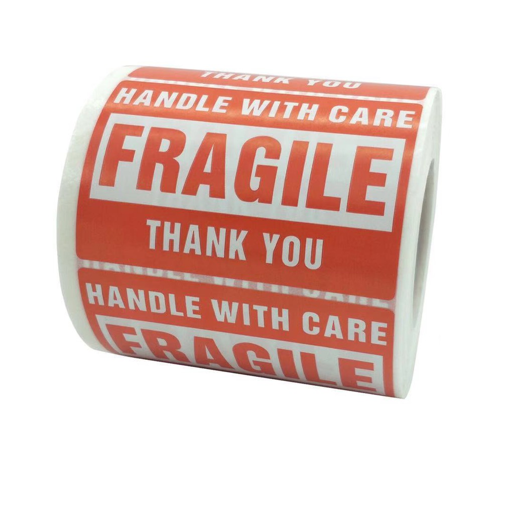 500 Pcs/Roll 76x51 Mm Red Fragile Stickers Handle with Care Warning ...