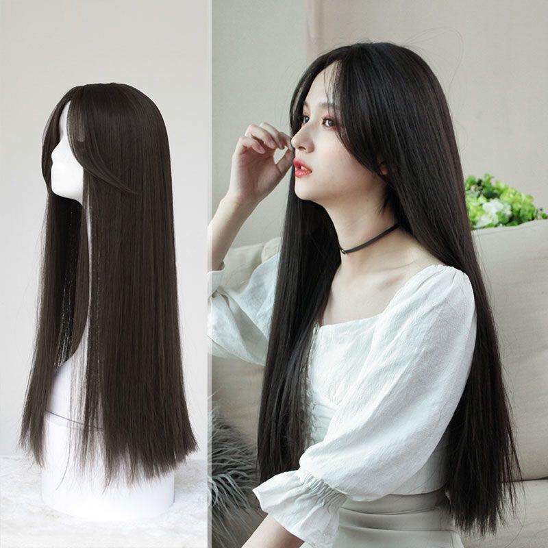 Wig Female Middle Split Long Straight Hair Korean Version Influencer ...