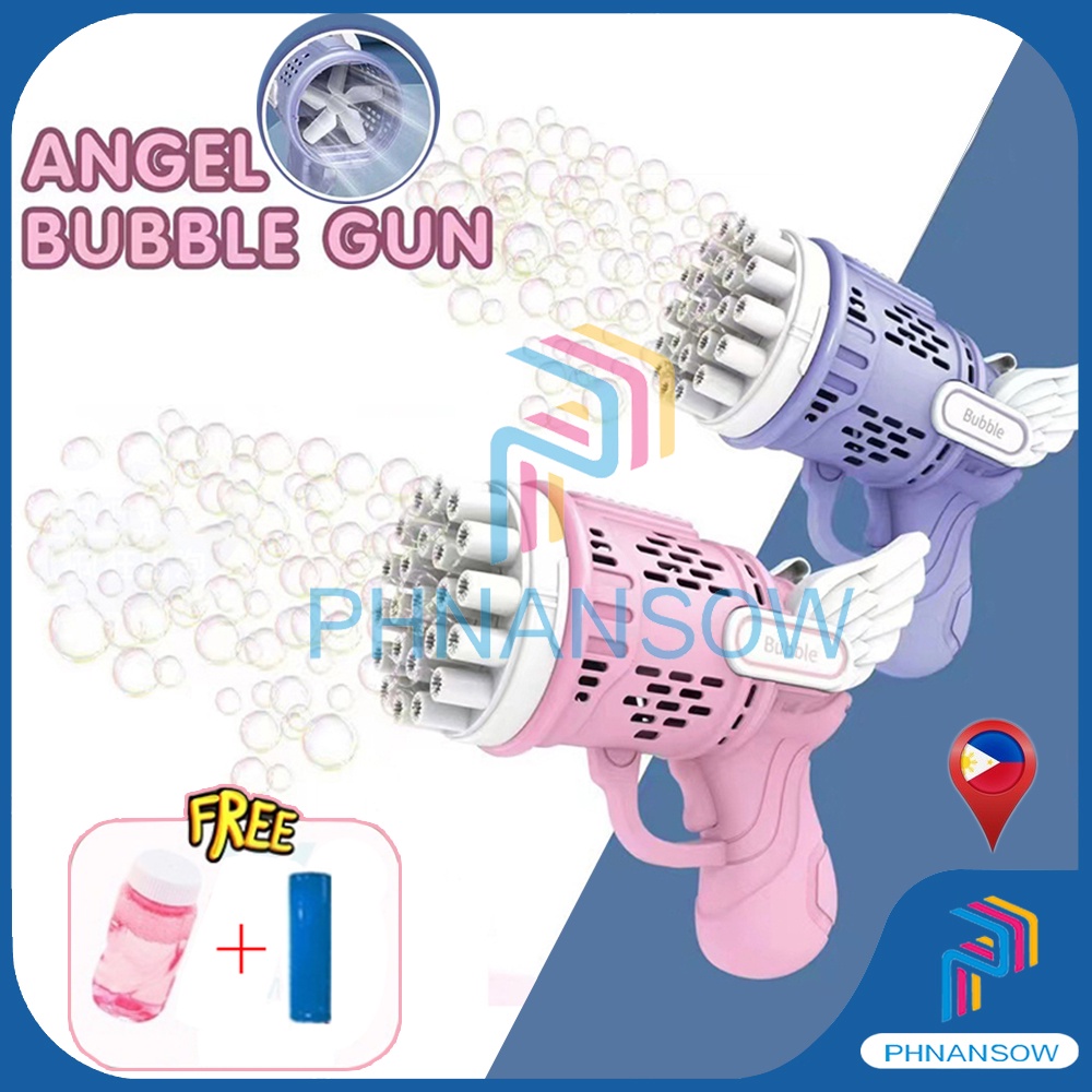 23 Hole Angel Bubble Gun Cool Toy Rocket Gun Automatic Bubble Liquid