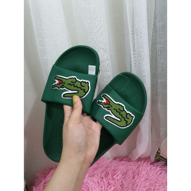 Green sales lacoste slides