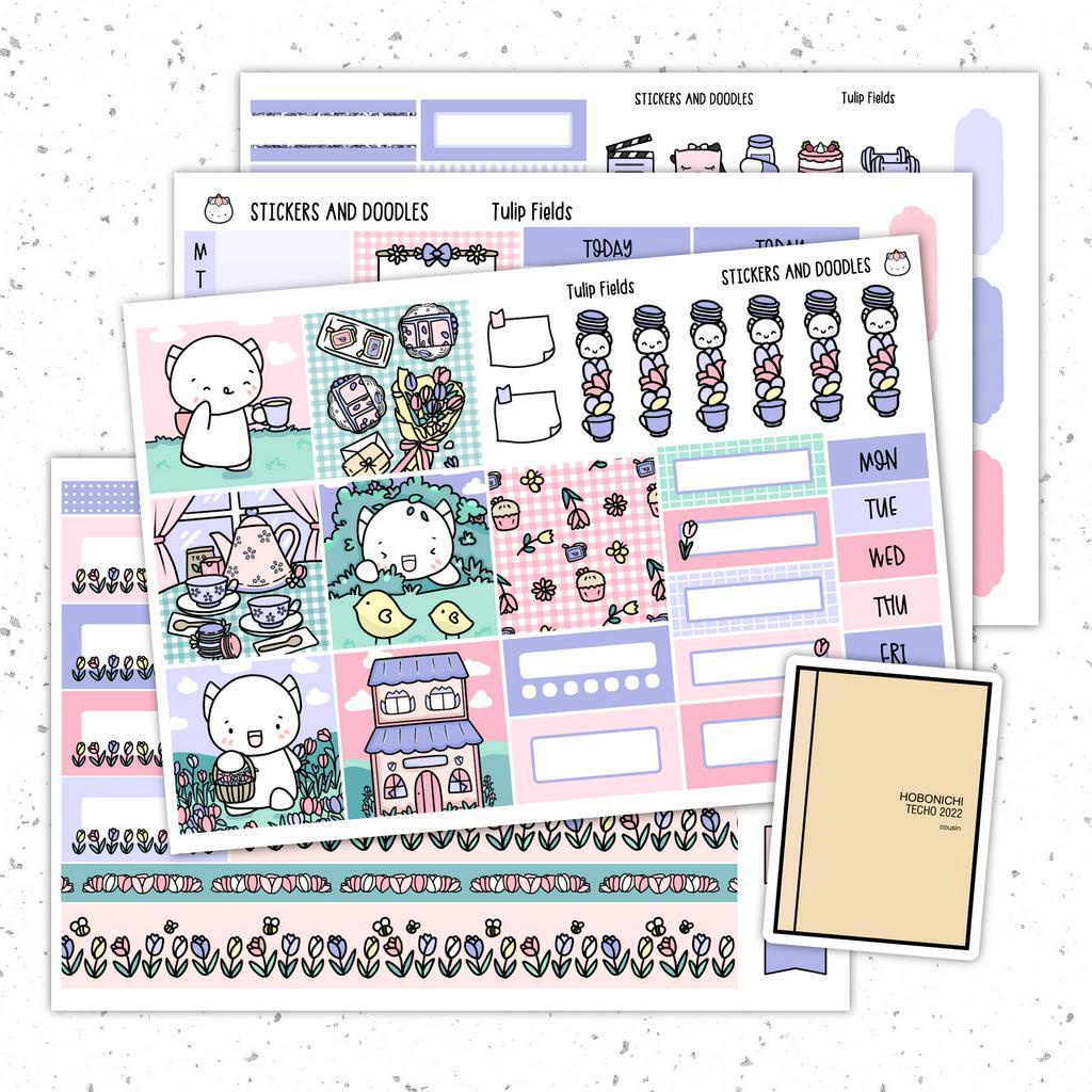 SD-10 A5 Weekly Tulip Fields- Hobonichi Cousin Layout Planner Sticker ...