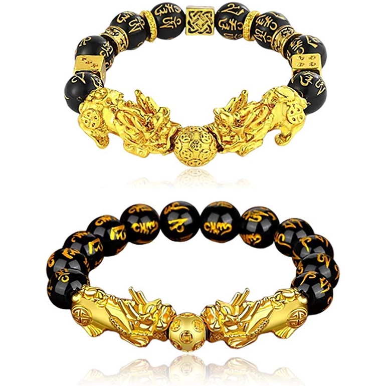 Feng Shui Lucky Nafu Wealth Bracelet Pi Xiu Pi Yao Black Beads Obsidian ...