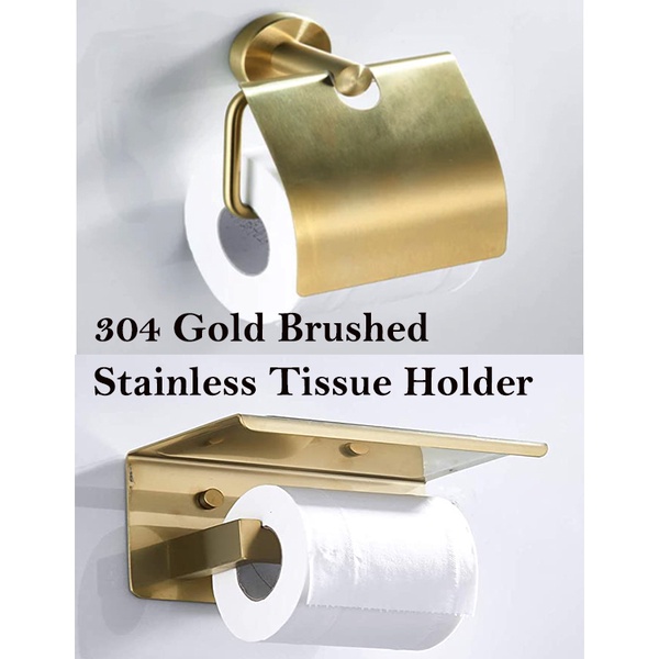 Stainless Steel 304 ss Brushed Gold Paper Holder Wall Mounted Pivoting ...