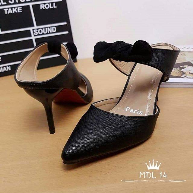 High Heel Ribbon Synthetic Kokop Hp02 Black | Shopee Philippines