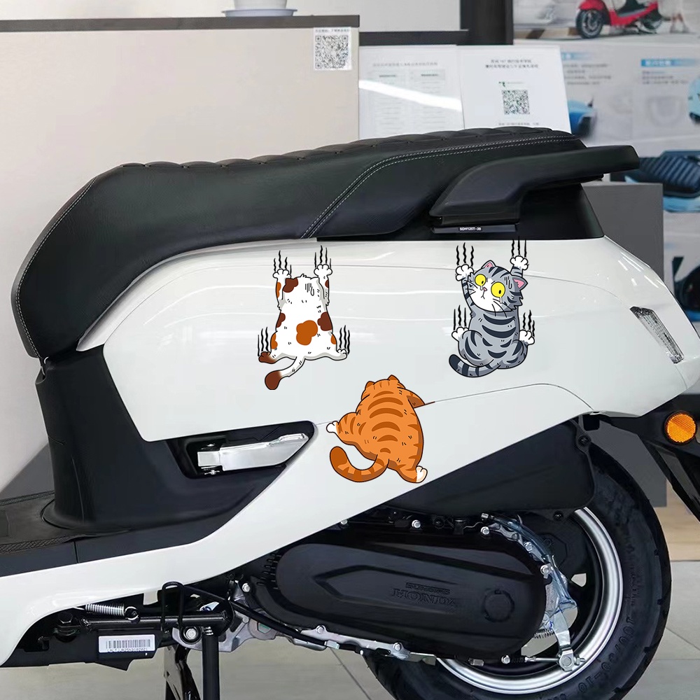 Pet Cat Car Sticker Cartoon Funny Cat Scratches Reflective Waterproof ...