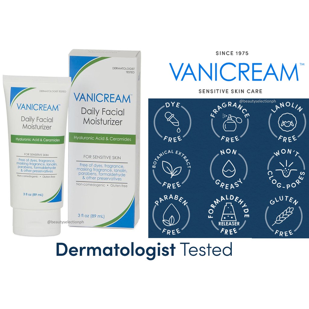 VANICREAM Daily Facial Moisturizer 89ml, suitable for eczema | Shopee ...