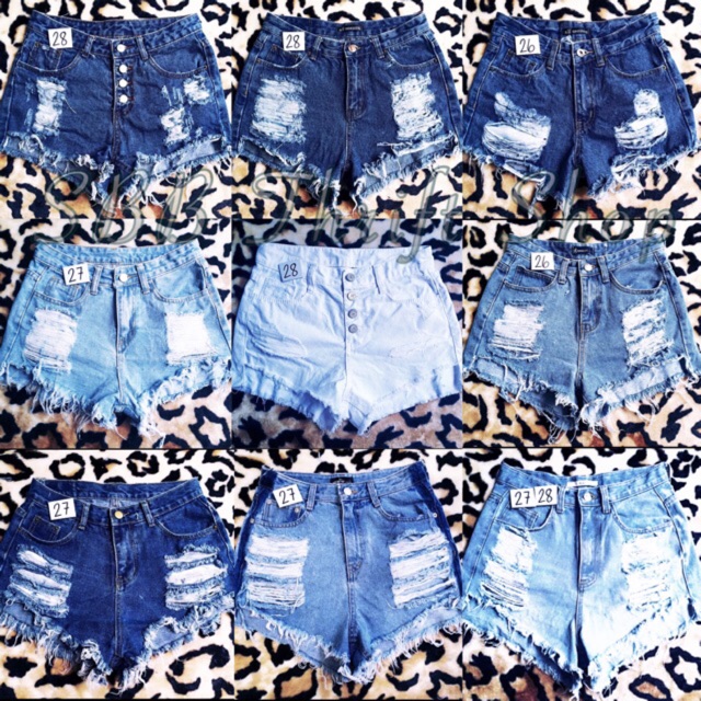 High waist tattered on sale shorts