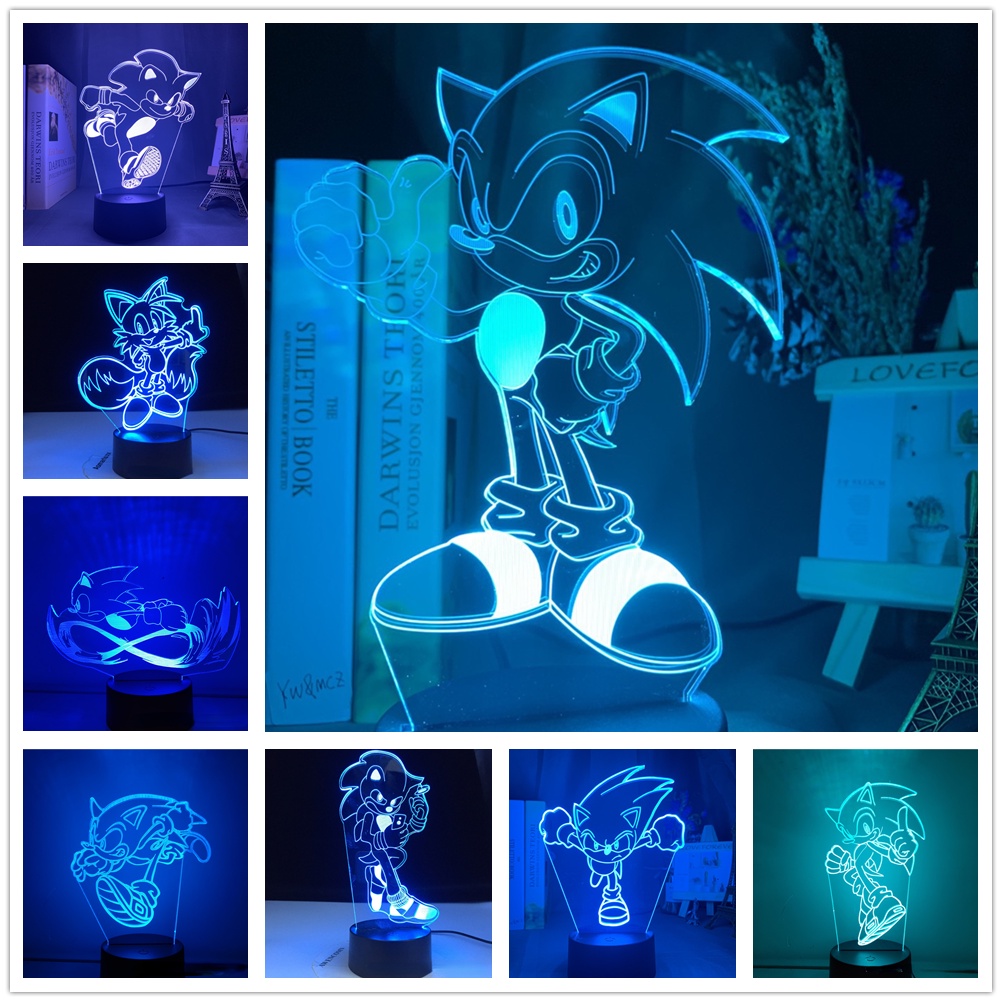Sonic the Hedgehog Action Figure Night Kids Bedroom Light Up Anime