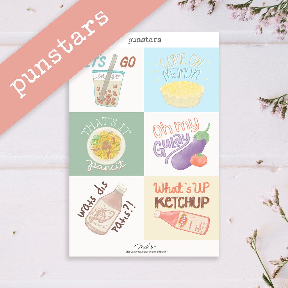 Filipino Puns / Tagalog food puns sticker sheet for planners, polco