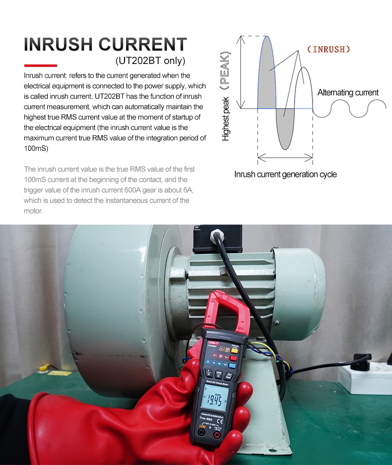 UNI-T UT202BT UT202S 600A AC Digital Clamp Meters Peak Hold Inrush ...