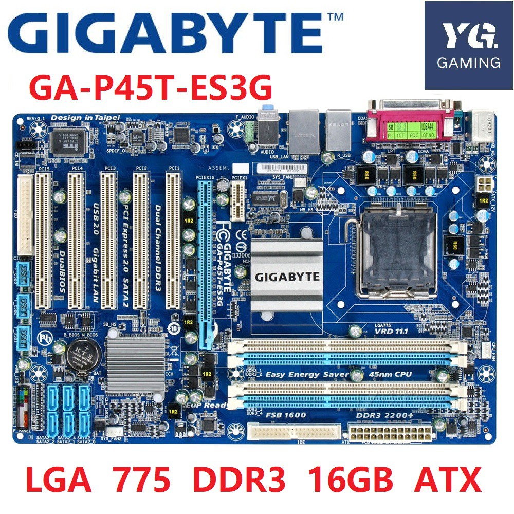 original motherboard for Gigabyte GA-P45T-ES3G LGA 775 DDR3 16GB P45 ...