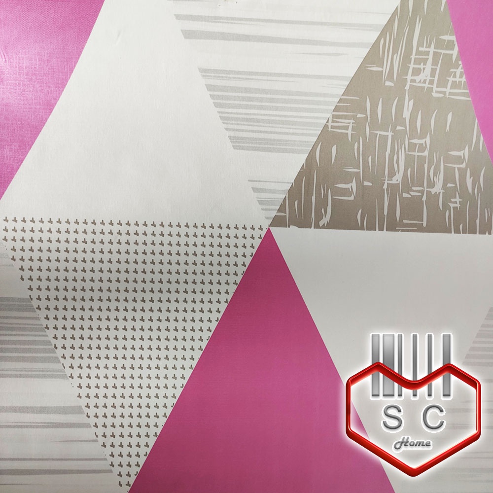 Wallpaper GEOMETRIC TRIANGLE PINK (45CM x 10M) Self Adhesive 3D ...