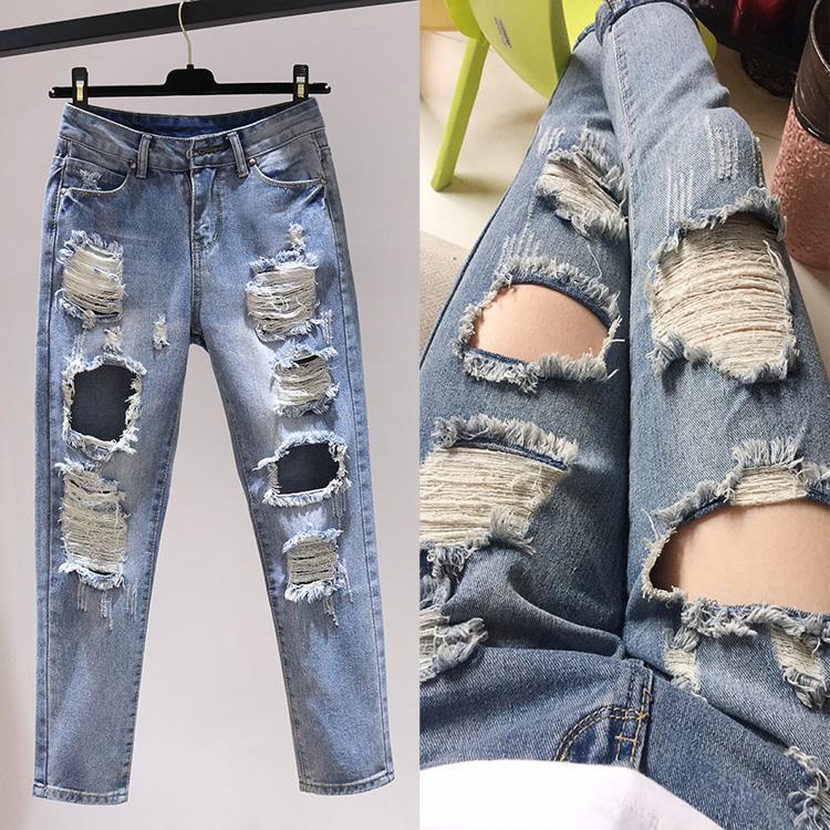 Fashion Ripped Jeans Women High Waist Pants 2023 Spring Summer New ...