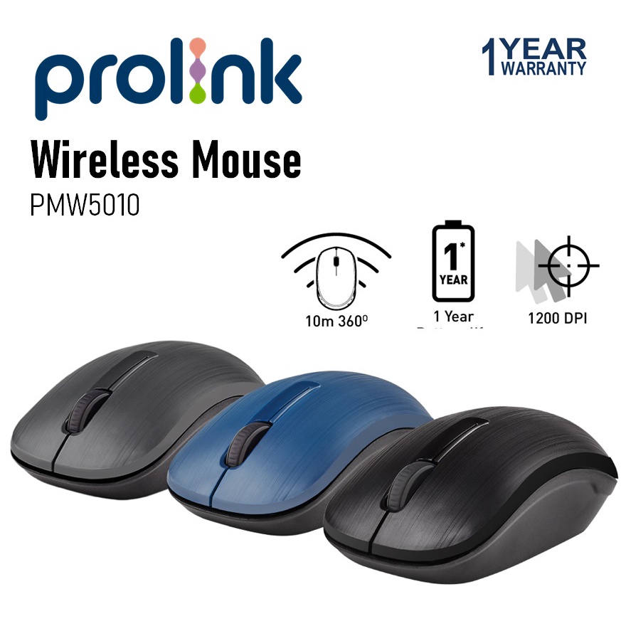 PROLiNK PMW5010 Wireless Optical Mouse 800/1200/1600DPI Power Saving ...