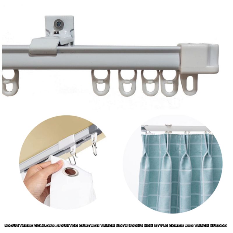 Ceiling-Mounted Rod Adjustable Curtain Track with Hooks New Style Cords ...