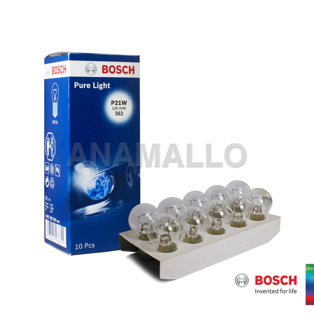 BOSCH AUTO BULB 12V 21W BIG SINGLE CONTACT P21W (10 PCS.) Shopee