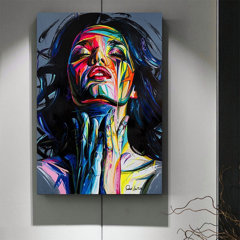 Colorful Woman Abstract Canvas Painting Printing Poster Pictures Wall ...