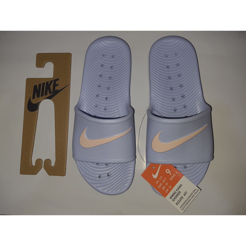 Women s Nike Kawa Shower Slide Hydrogen Blue Washed Coral White