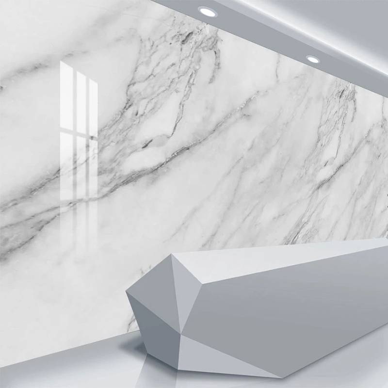 Custom Size 3D Mural Wallpaper Modern Minimalist White Marble Mural ...