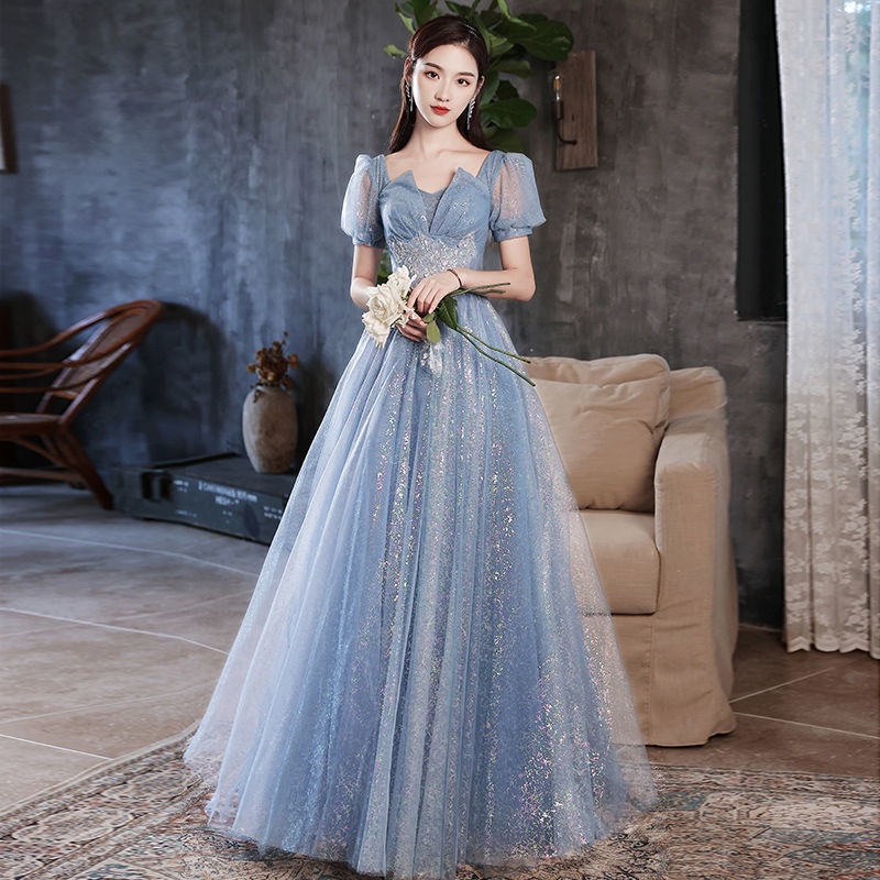 Blue Evening Dress Temperament Starry Sky Sexy Party Banquet Gown Wedding Annual Dinner Banquet Evening Dress Shopee Philippines