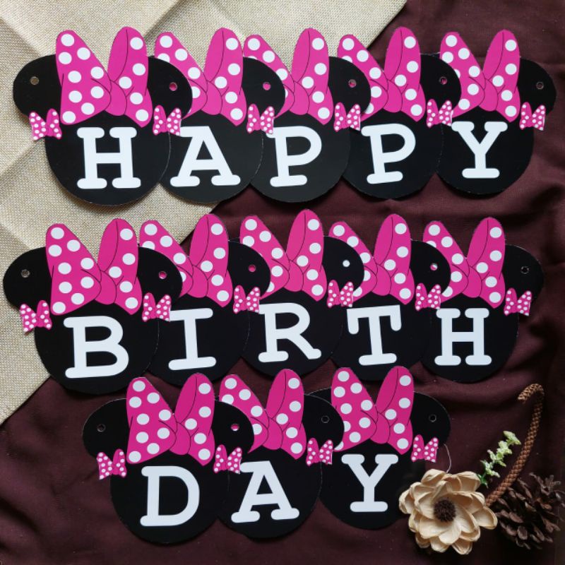 Birthday Banner/Character Buntingflag/Happy birthday Minnie Buntingflag