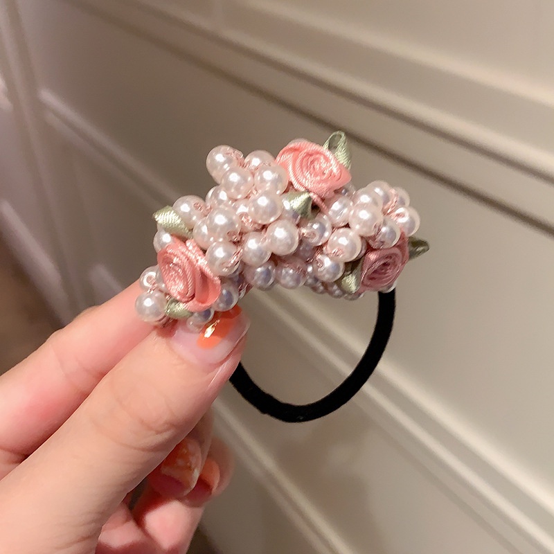 Korean Style Pearl Flower Hair Ring Super Fairy Sweet and Cute Girl ...