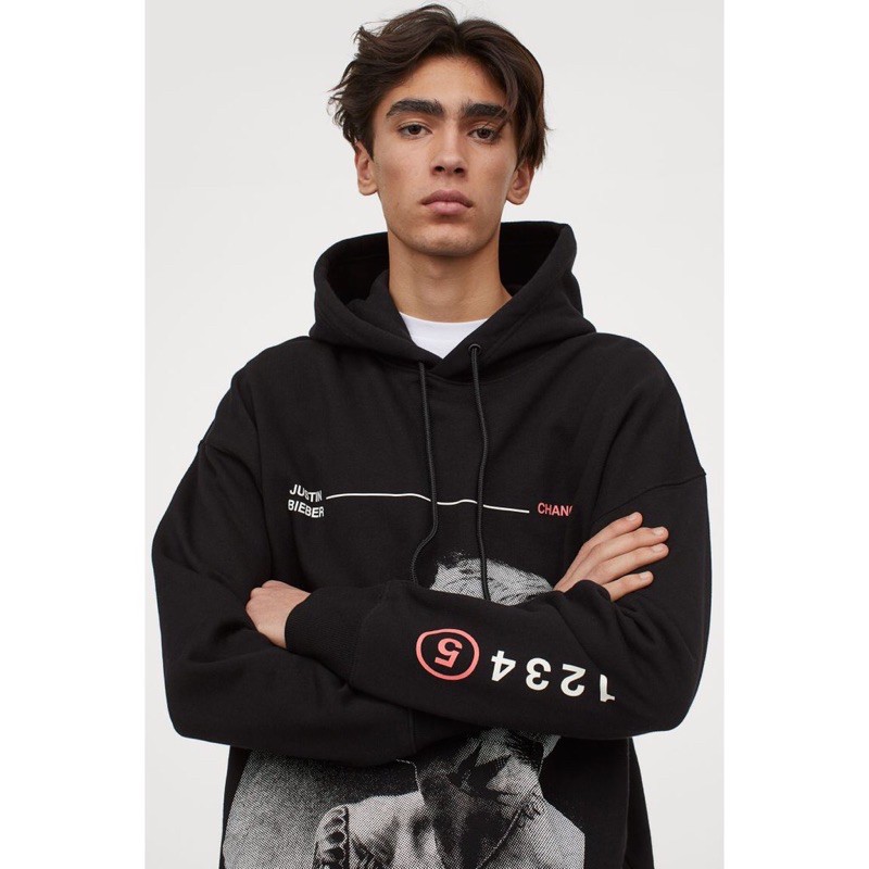 H M HOODIE JUSTIN Tieber BLACK Shopee Philippines