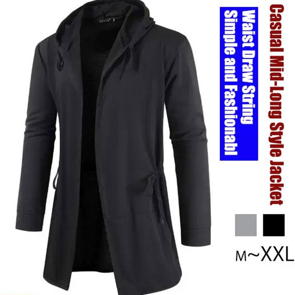 Long hooded jacket mens best sale