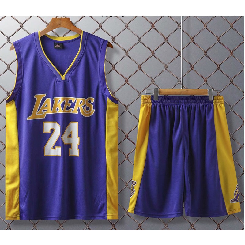 ❄ NBA Lakers Jersey 24 Kobe Bryant Jersey Kids Tops Shorts Jersey Set  Children Basketball Uniform Jersi