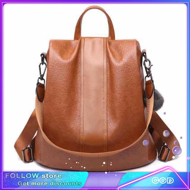 HH korean leather backpack with chainleather bag Shopee Philippines